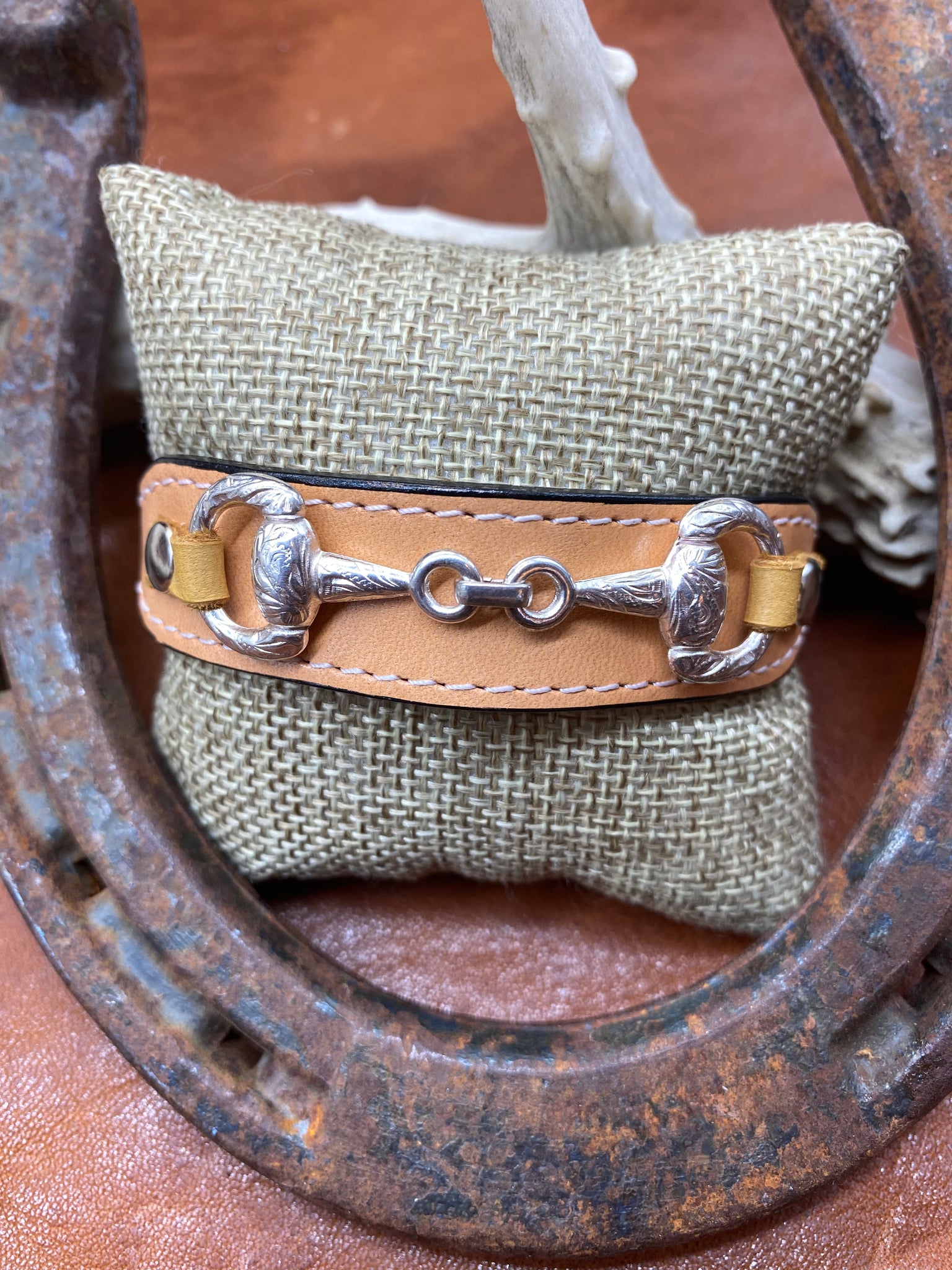 Tan Leather & Horse Bit Buckle Bracelet