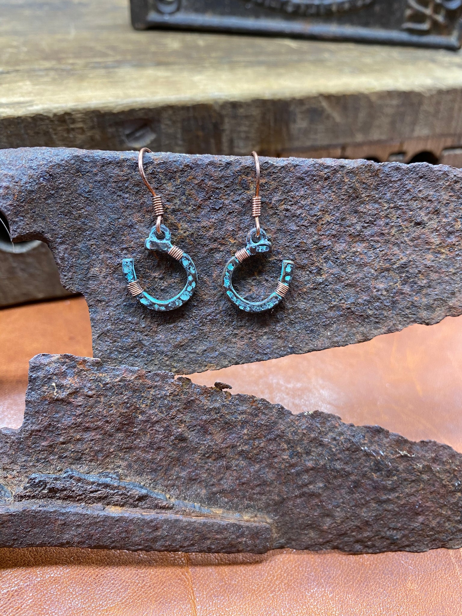 Copper Horseshoe Earrings