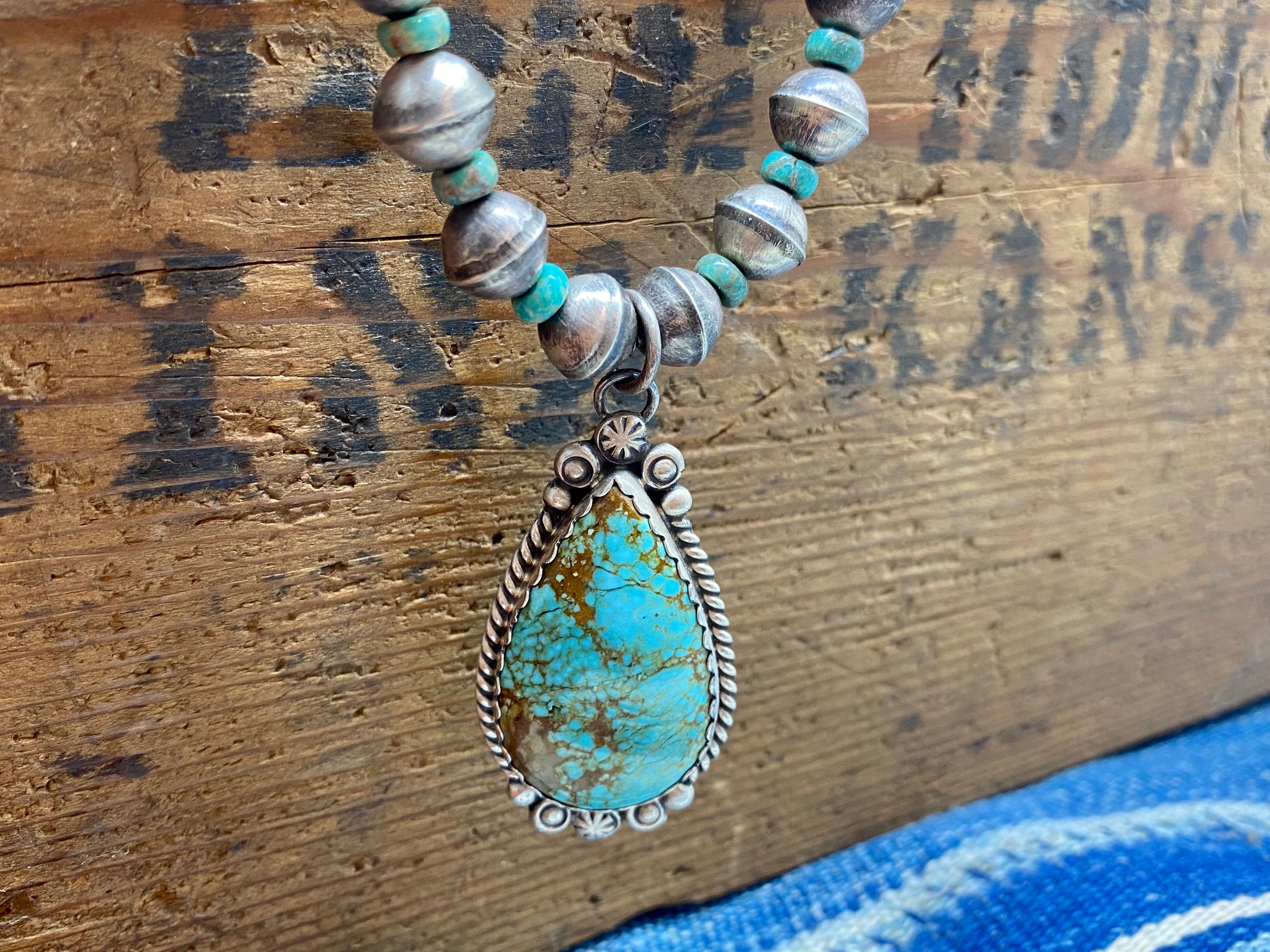 Turquoise & Sterling Teardrop Necklace