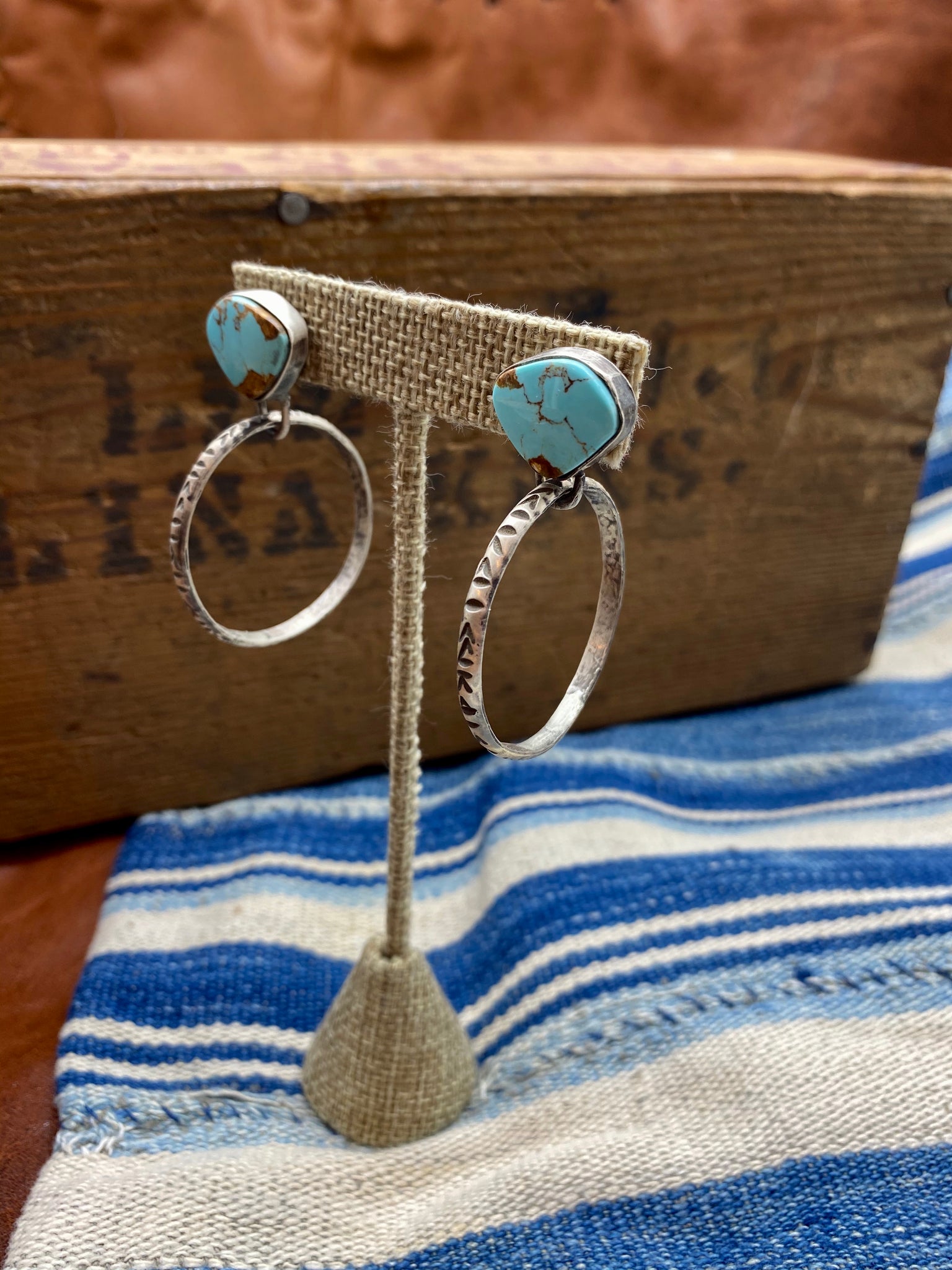 Sterling & Turquoise Hoop Earrings