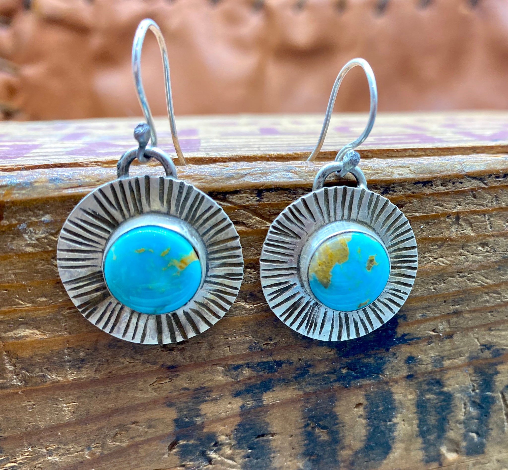 Round Sterling & Turquoise Earrings