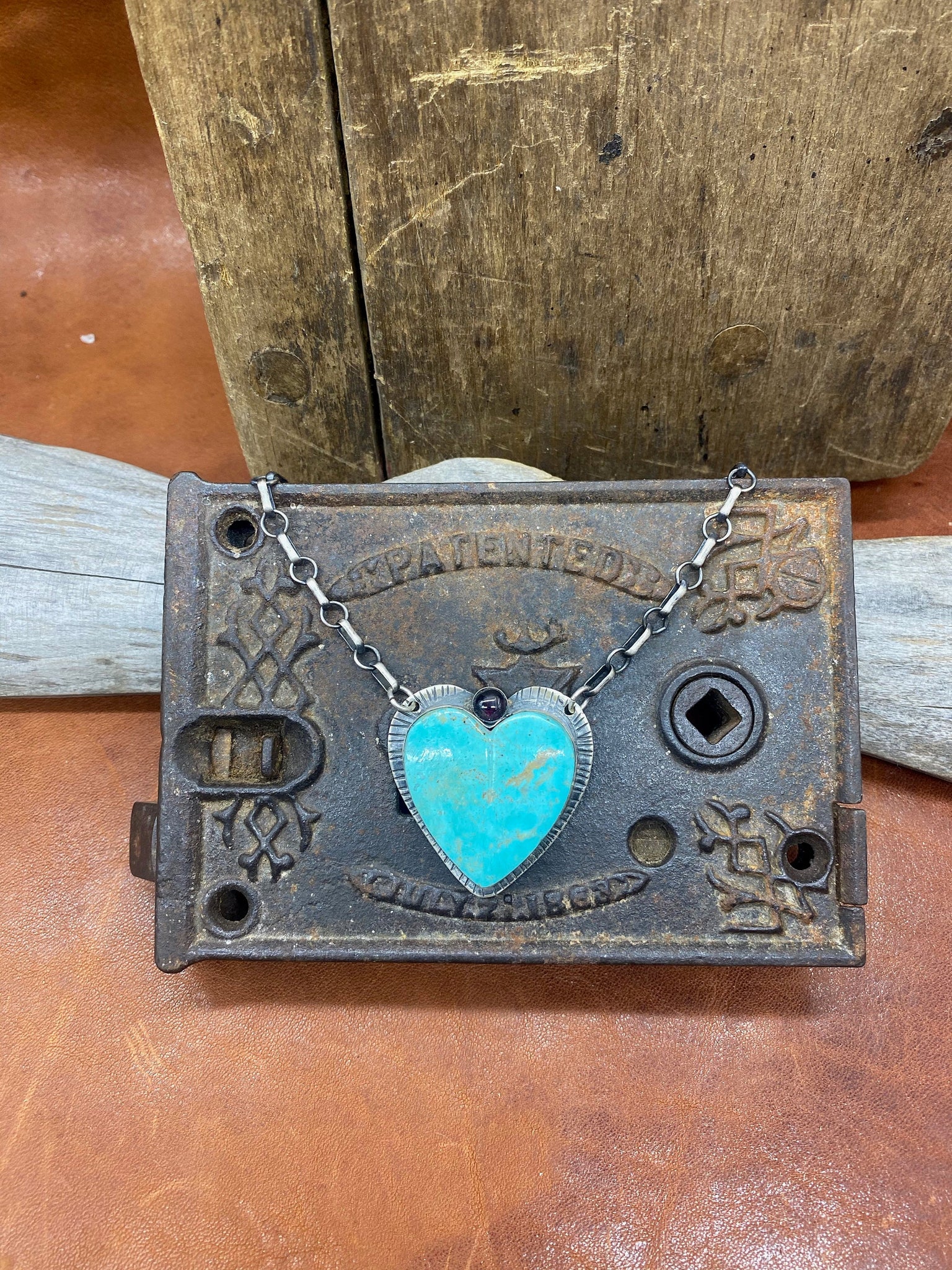 Sacred Heart Royston Turquoise & Garnet Necklace
